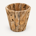 Round Teak Root Planter elevated view