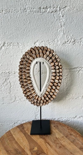 Natural Cowrie Shell Necklace on Metal Stand