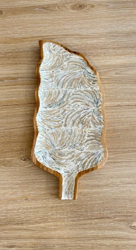 Large Teak & Resin Leaf Plate - Cabana Miami