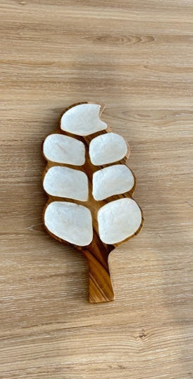 Medium Teak & Resin Geometric Plate - Cabana Miami