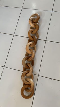 Long Teak Link Sculpture - Cabana Miami