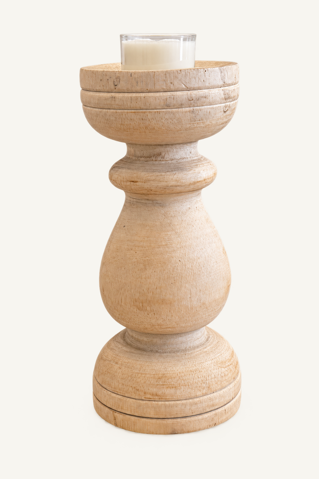 Rustic Wood Candle Holders, front view