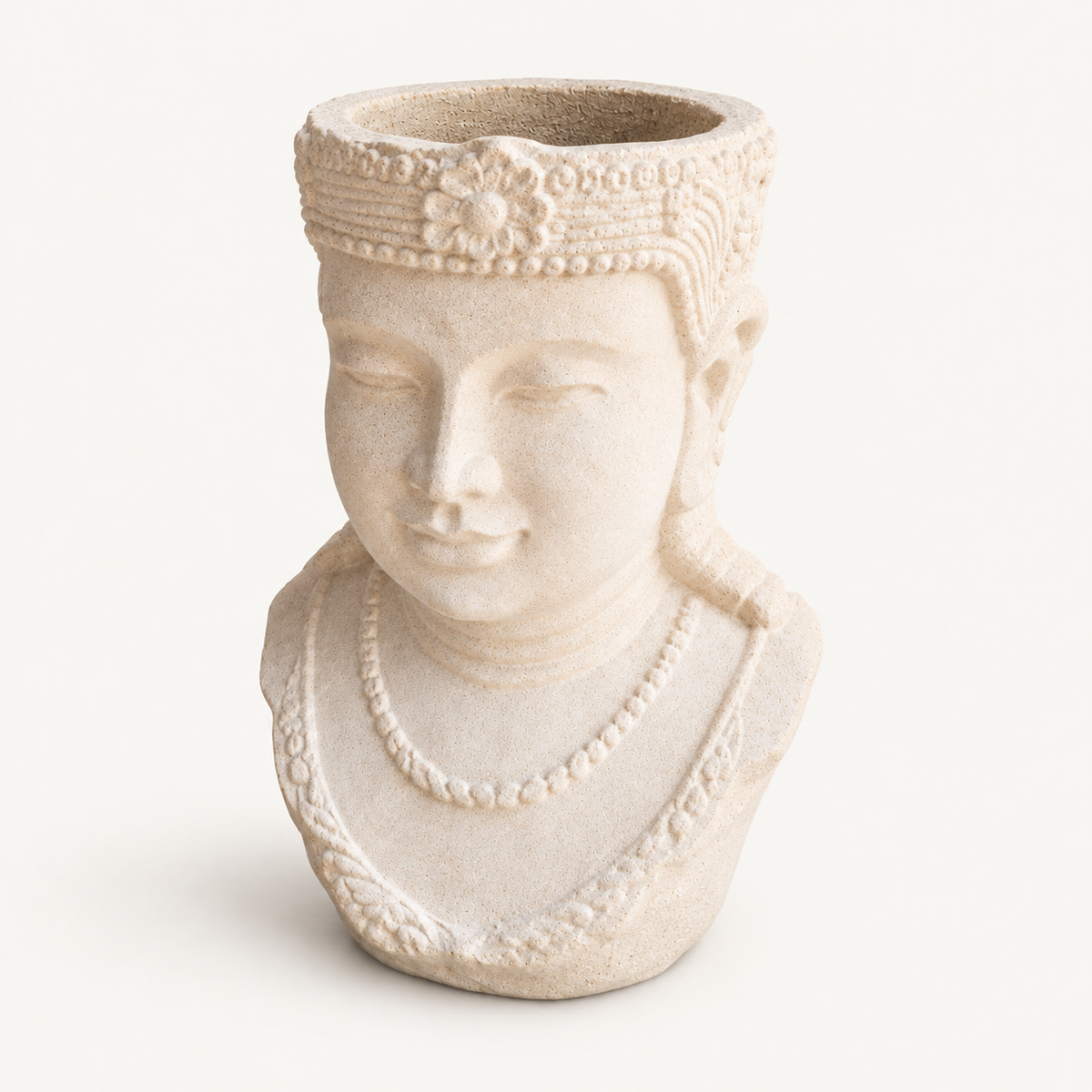Sandstone Buddha Head Planter alternate front view