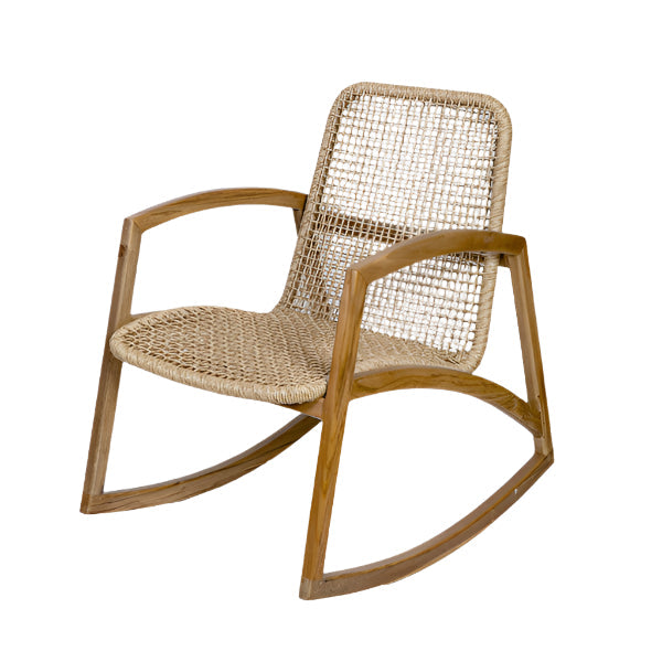 Serena Woven Rocking Chair with natural wood frame and woven seat and back