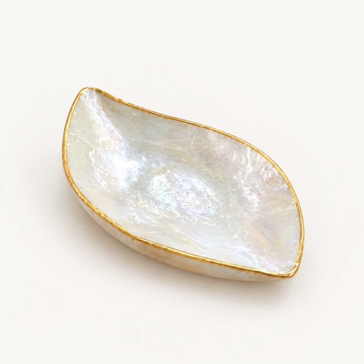 Shell Leaf Bowl in Mother-of-Pearl, side view