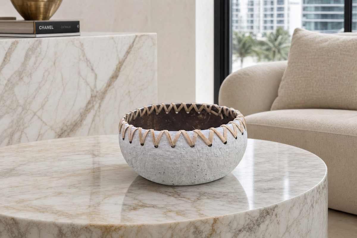 Shellform Carved Bowl styled in an interior