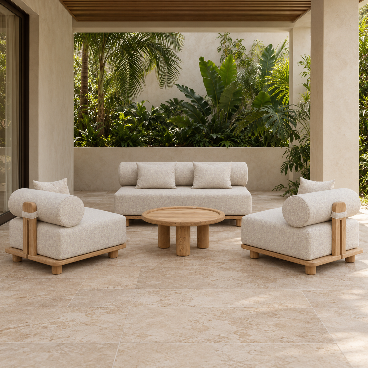 Shiraz four-piece outdoor lounge set on a shaded Miami terrace