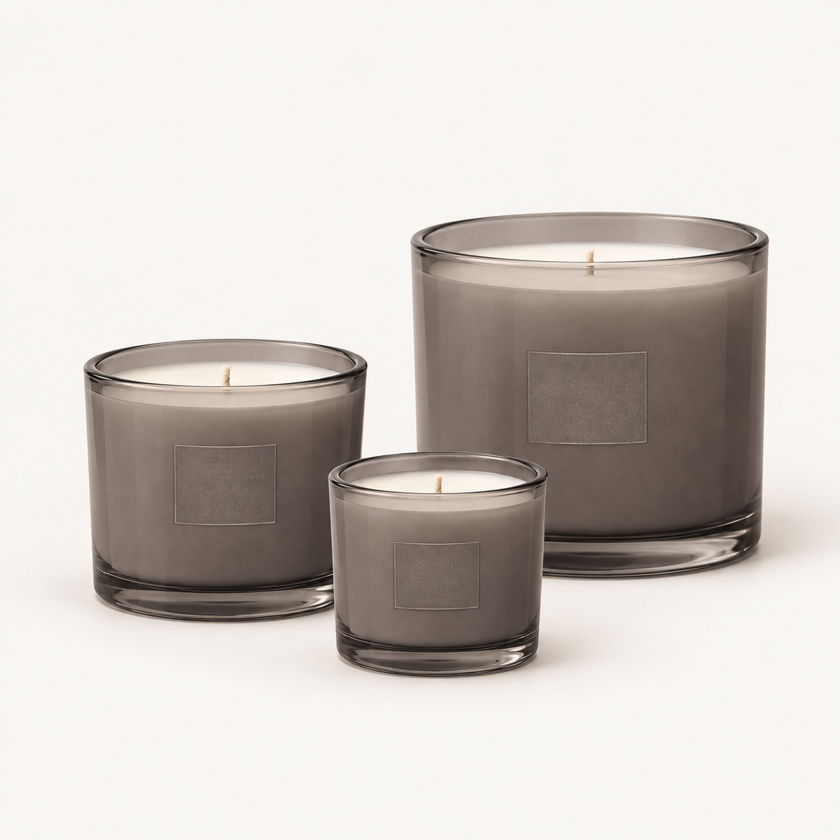 Smoked Grey Cylinder Candles in three sizes