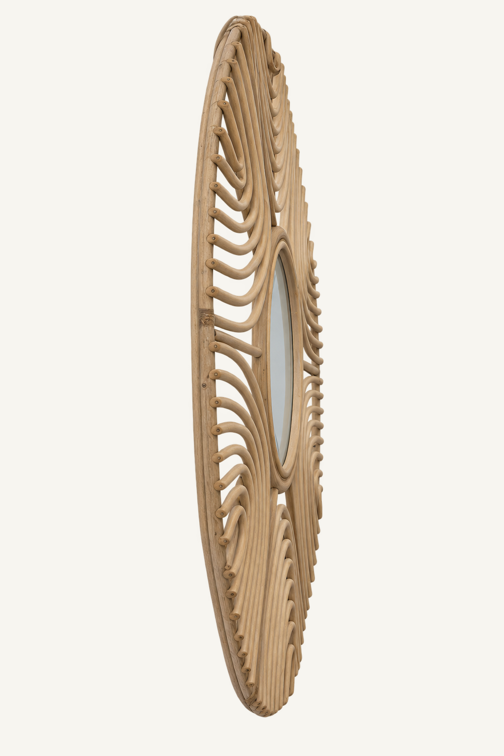 Sol Rattan Sun Mirror, angled view