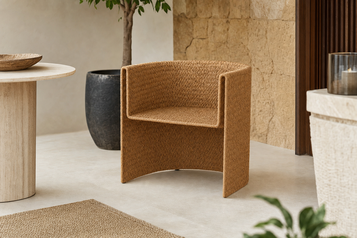Solana Woven Dining Chair styled in an interior