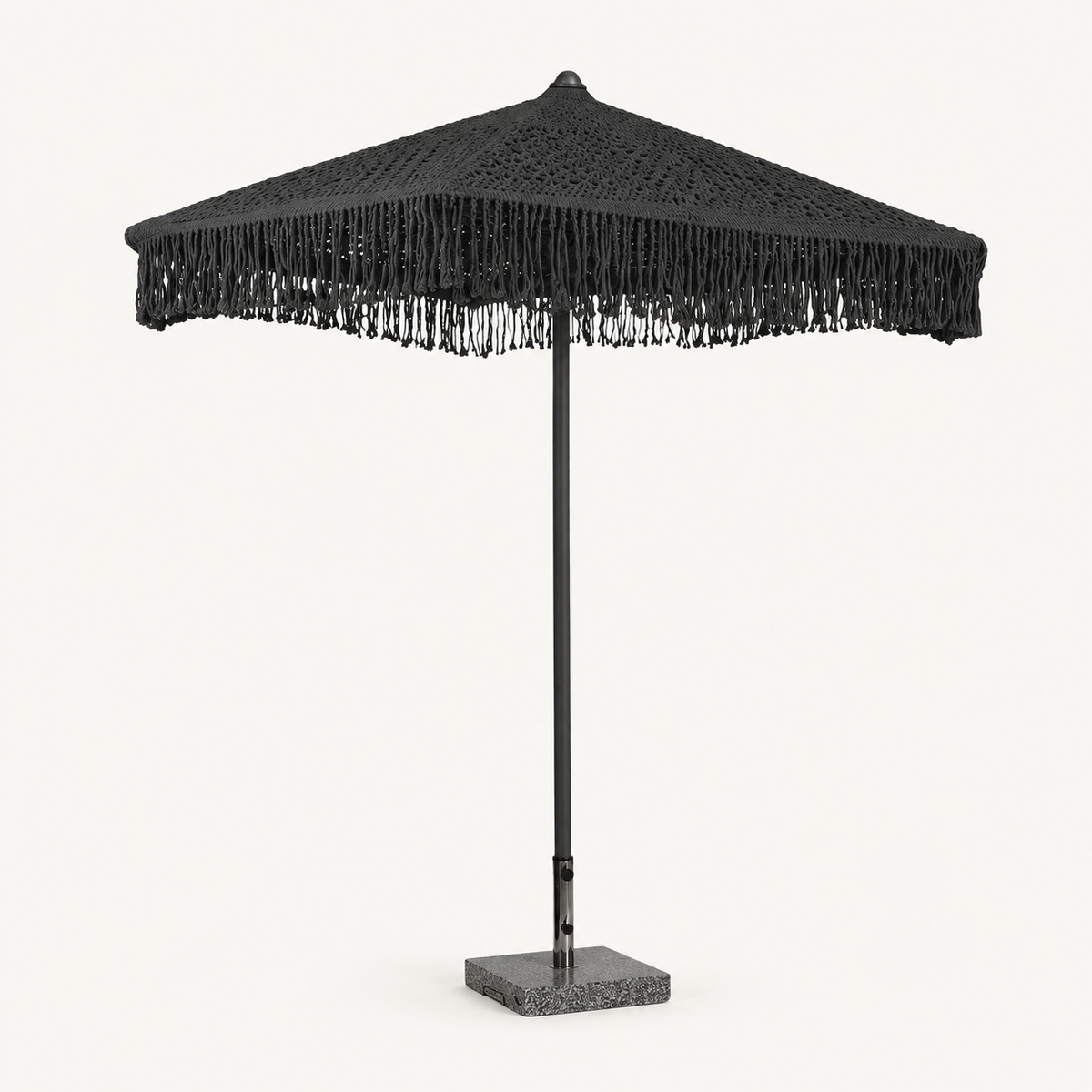 Soleil Macramé Umbrella – Midnight Black: image 4