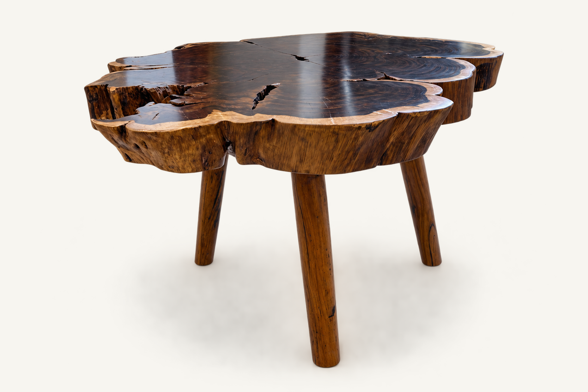 Suar Slab Pencil Leg Coffee Table, front view