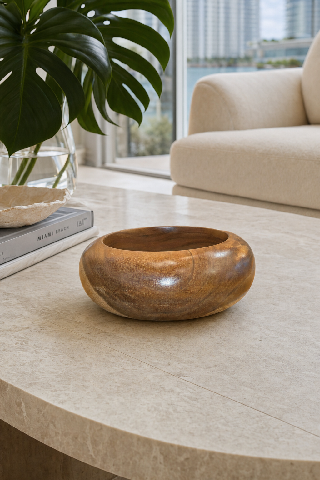 Suar Wood Decorative Bowl styled in an interior