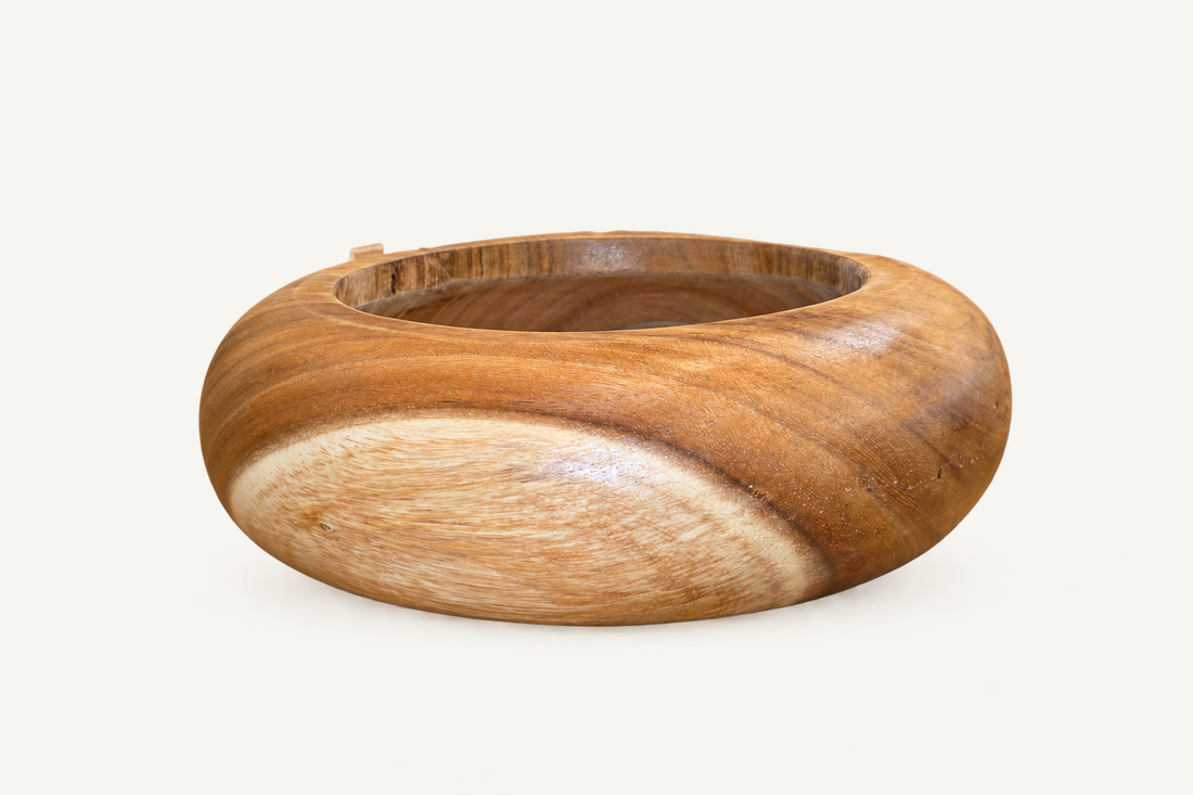 Suar Wood Decorative Bowl, front view