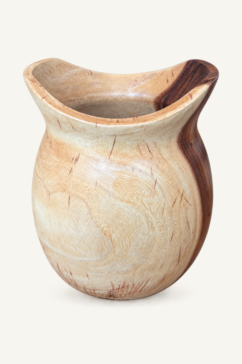 Suar Wood Pot, front view