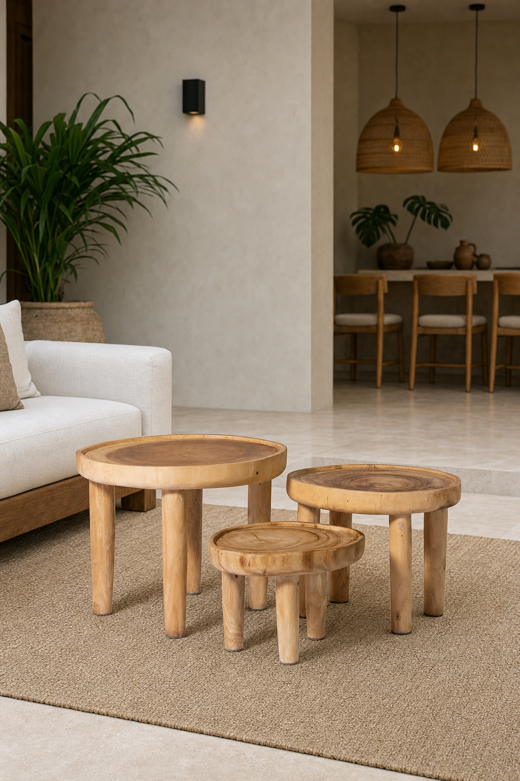 Suar Wood Trio styled in an interior