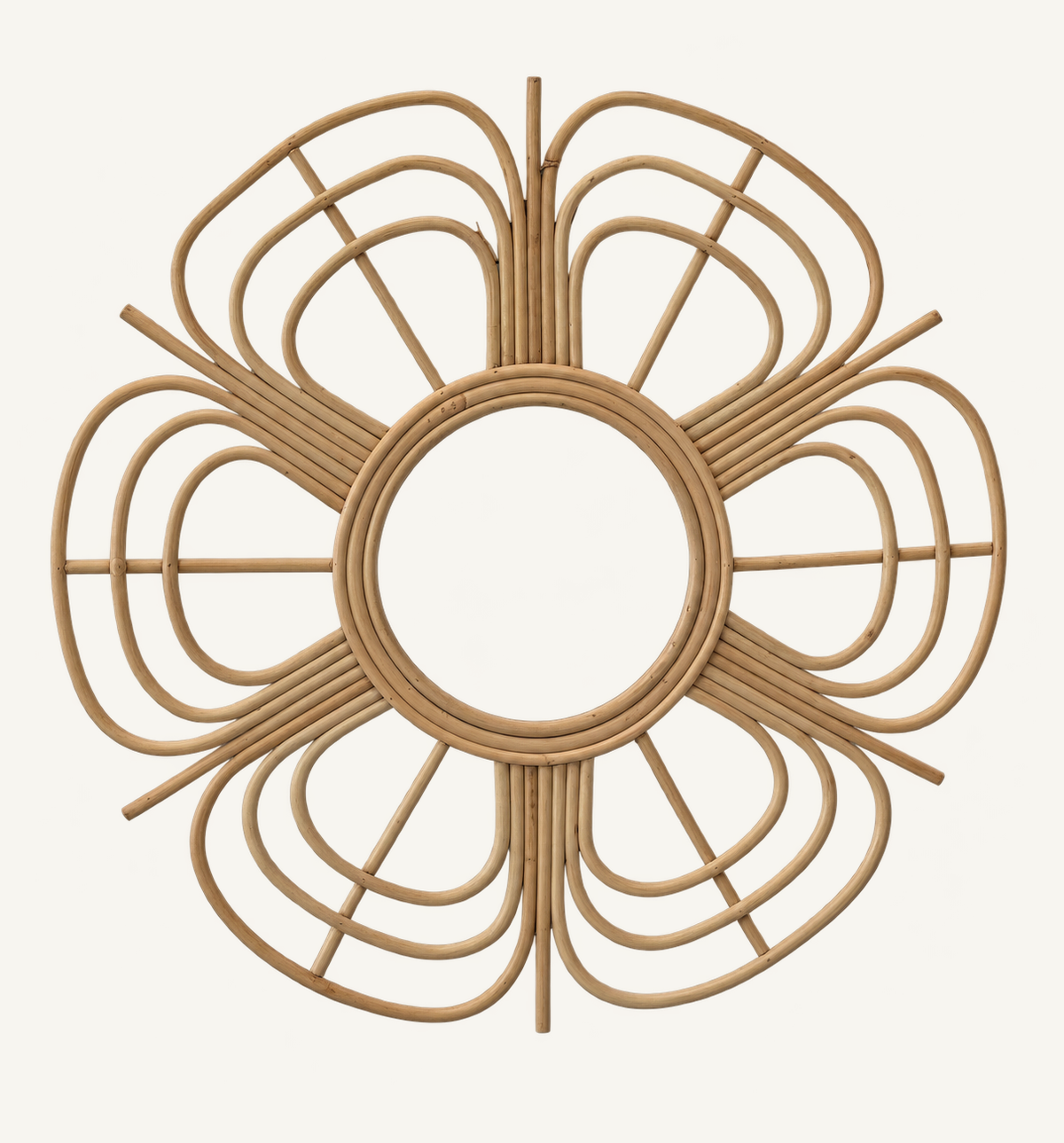 Sunburst Rattan Mirror, front view