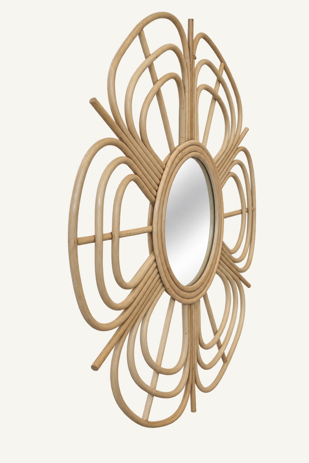Sunburst Rattan Mirror, detail view