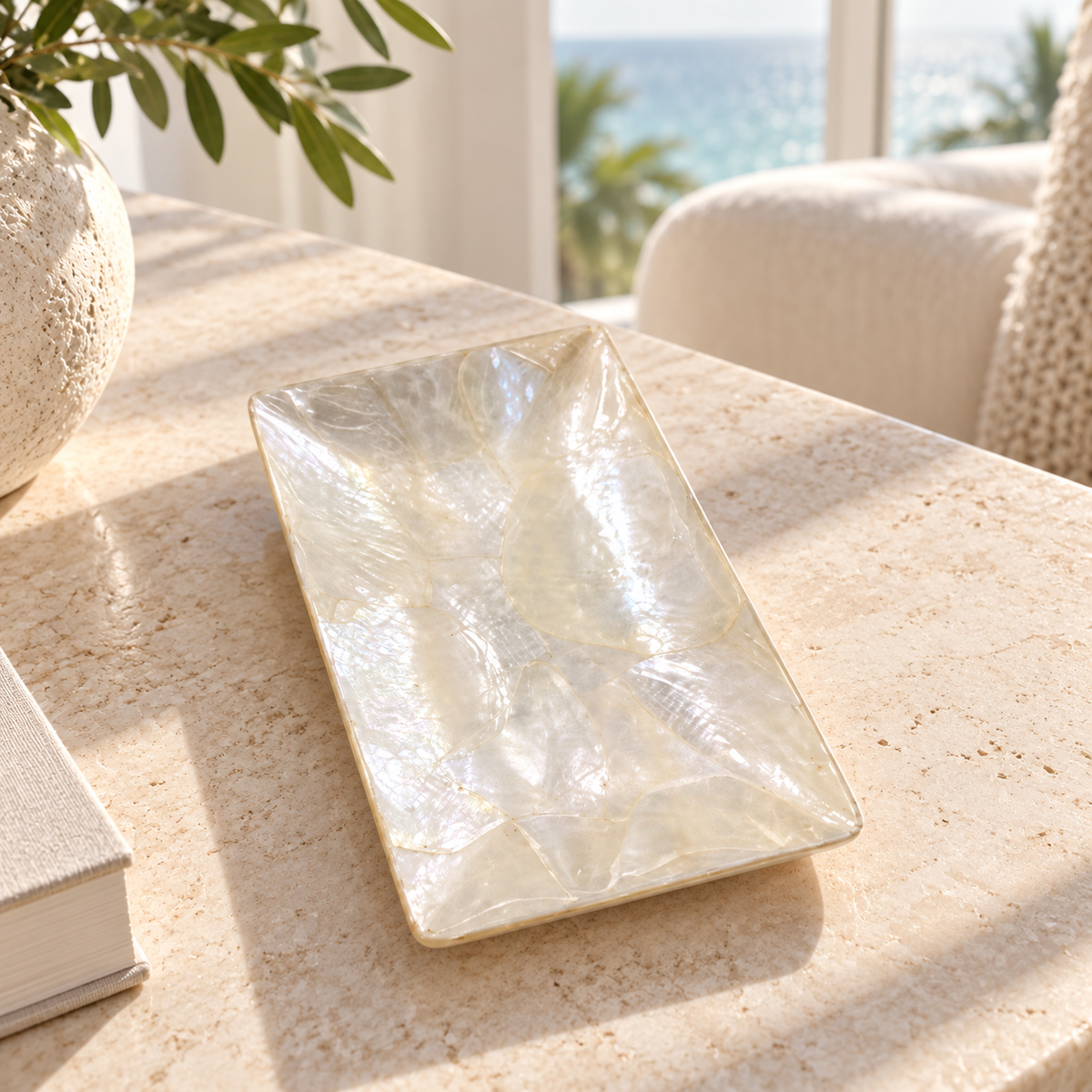 Tall Shell Leaf Decorative Bowl in a luxury Miami interior