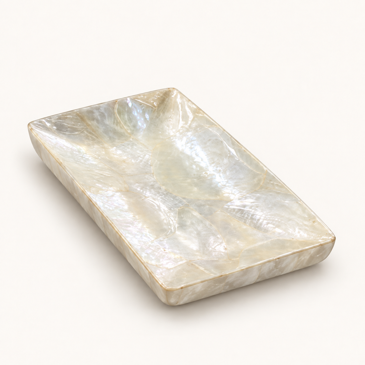 Tall Shell Leaf Decorative Bowl in Mother-of-Pearl, low angle