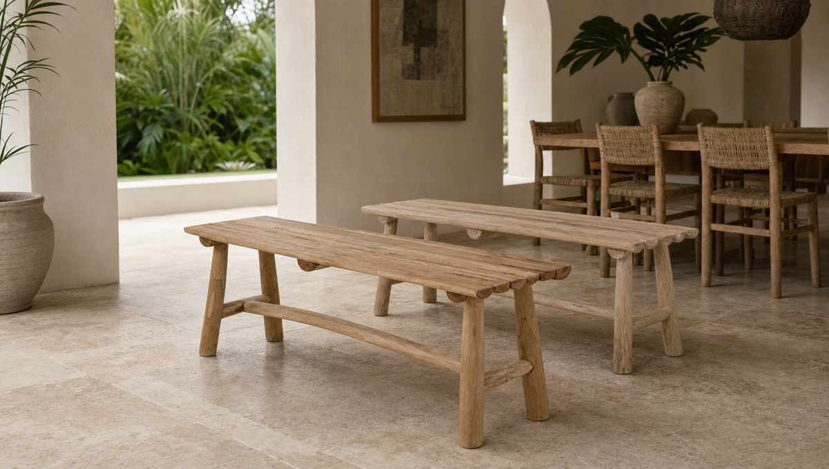 Teak Benches styled in an interior