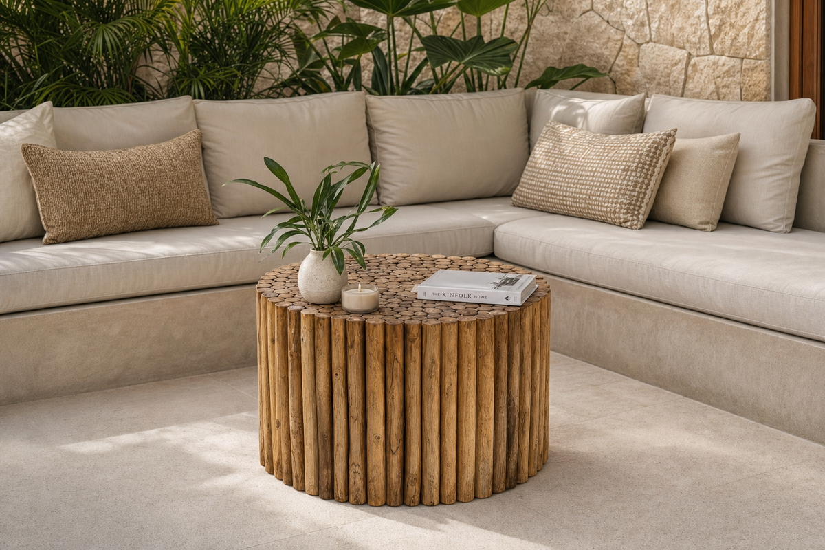 Teak Branch Coffee Table styled in an interior