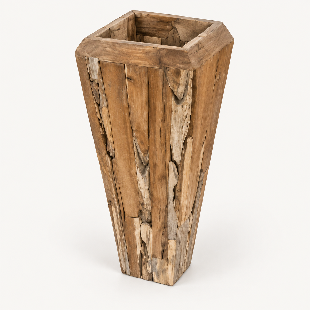 Teak Root Column Planter elevated view