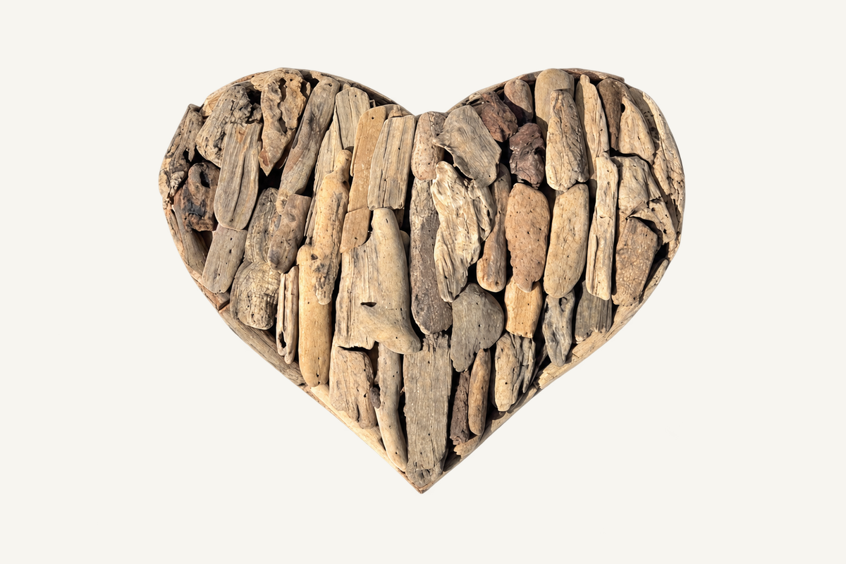Teak Root Heart Wall Decor, front view