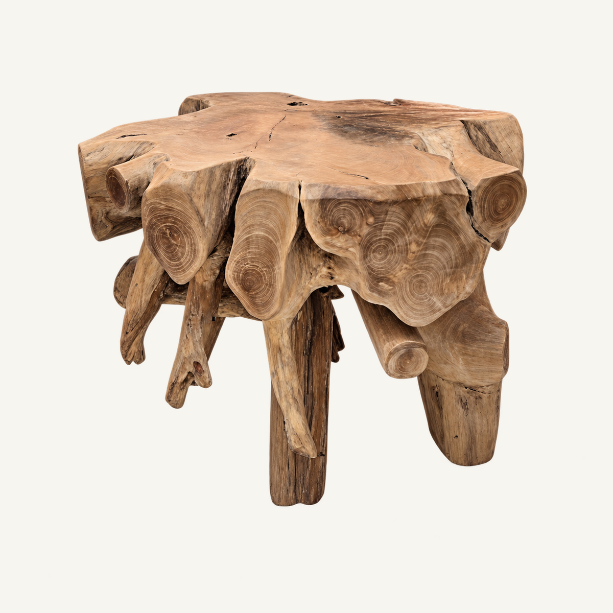 Teak Root Round Table, front view