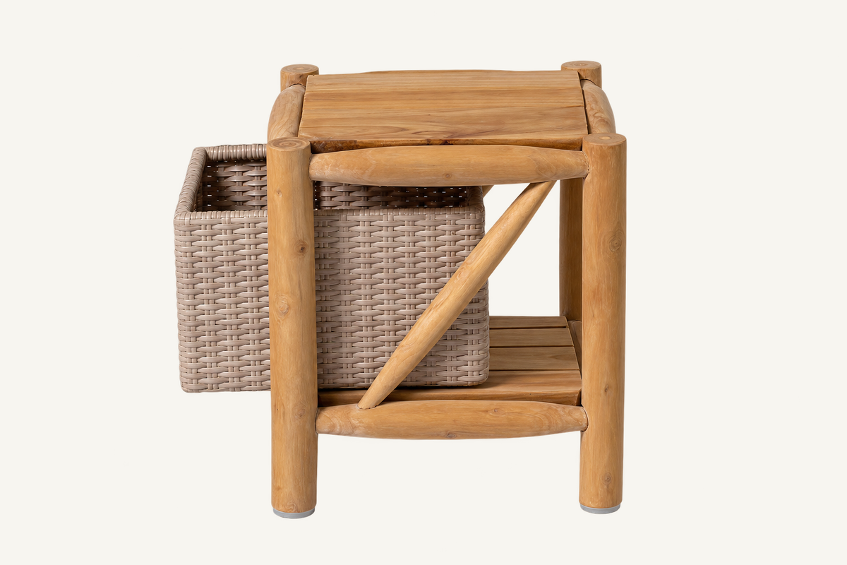 Teak Storage End Side Table, alternate view