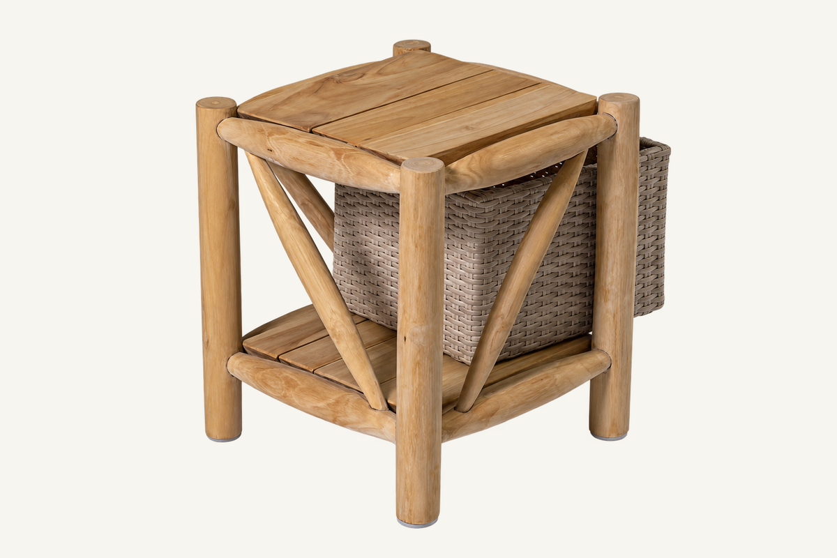 Teak Storage End Side Table, view 3
