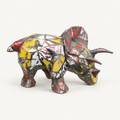 Recycled metal barrel Triceratops sculpture, opposite view