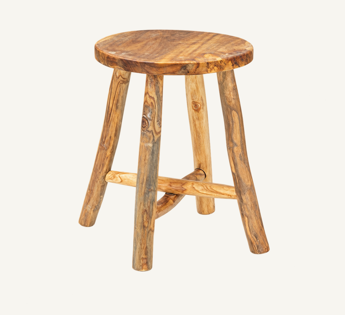 Tulum Teak Stool, front view