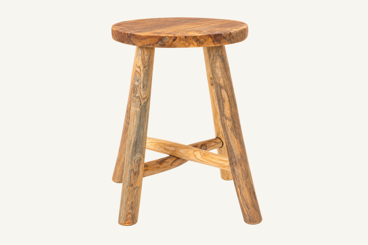Tulum Teak Stool, alternate view