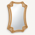 Wavy Rattan Wall Mirror, angled view