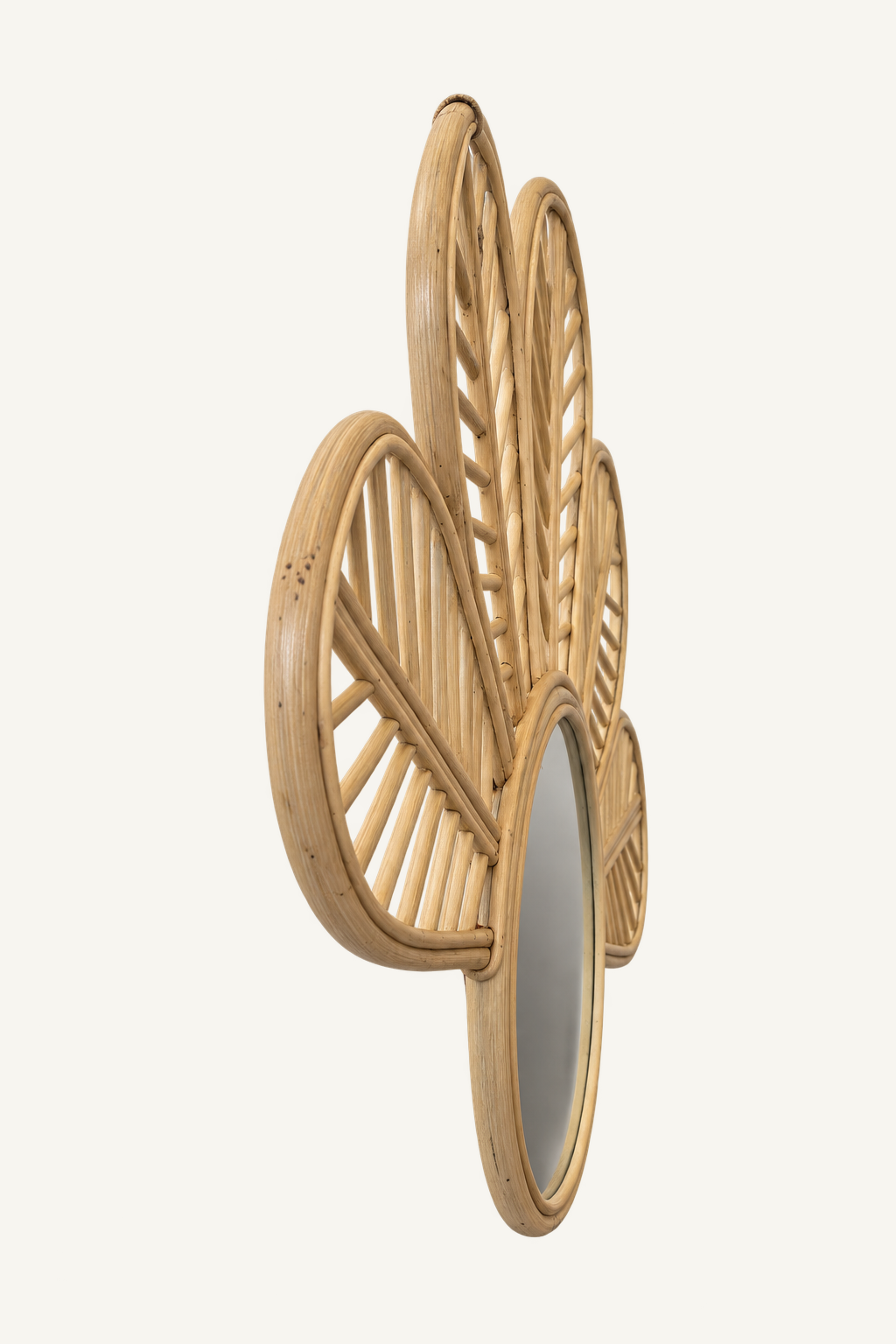 Whimsy Rattan Mirror, angled view