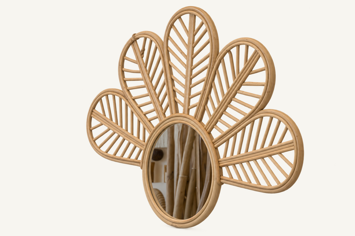 Whimsy Rattan Mirror, detail view