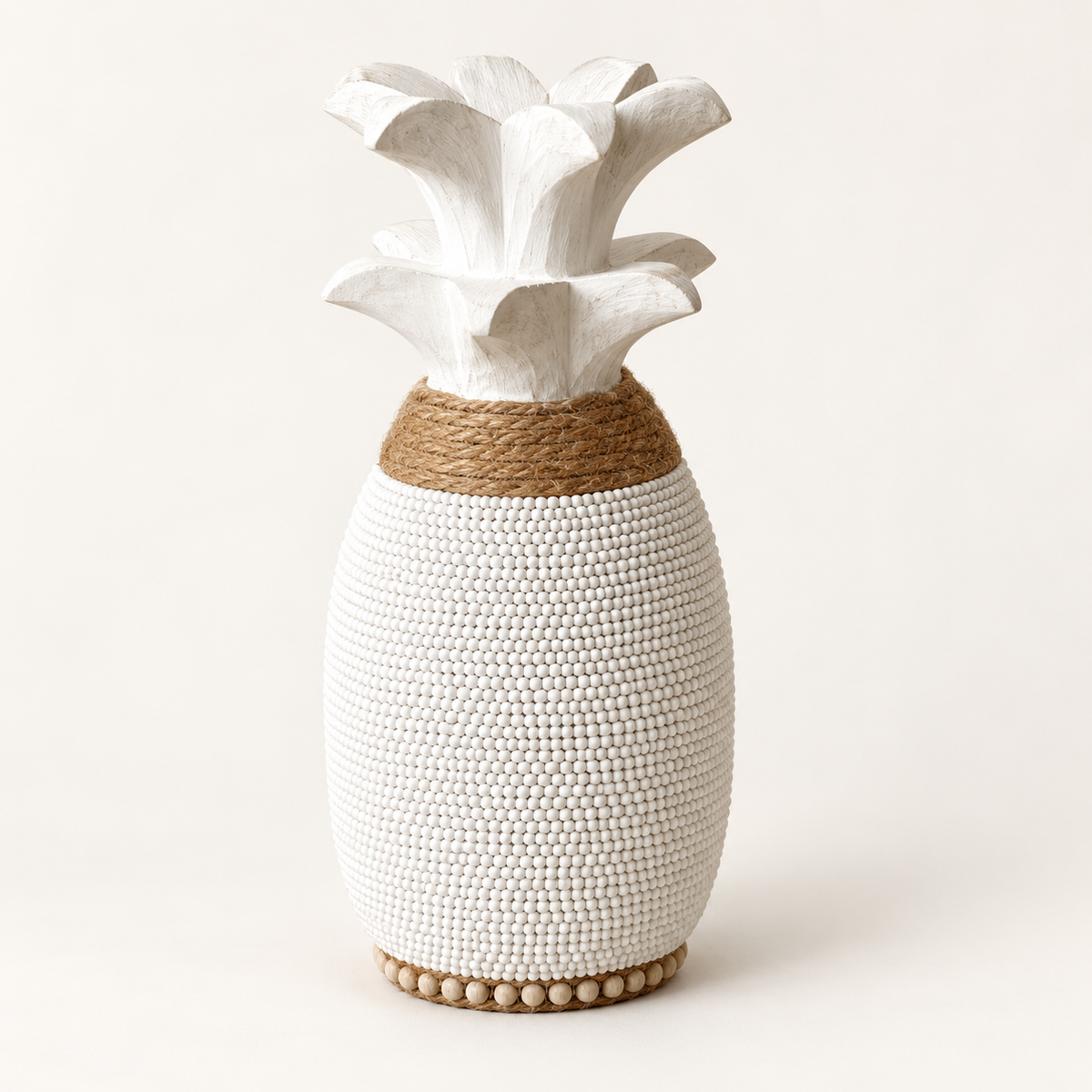 White beaded pineapple sculpture, Large – clean catalog view