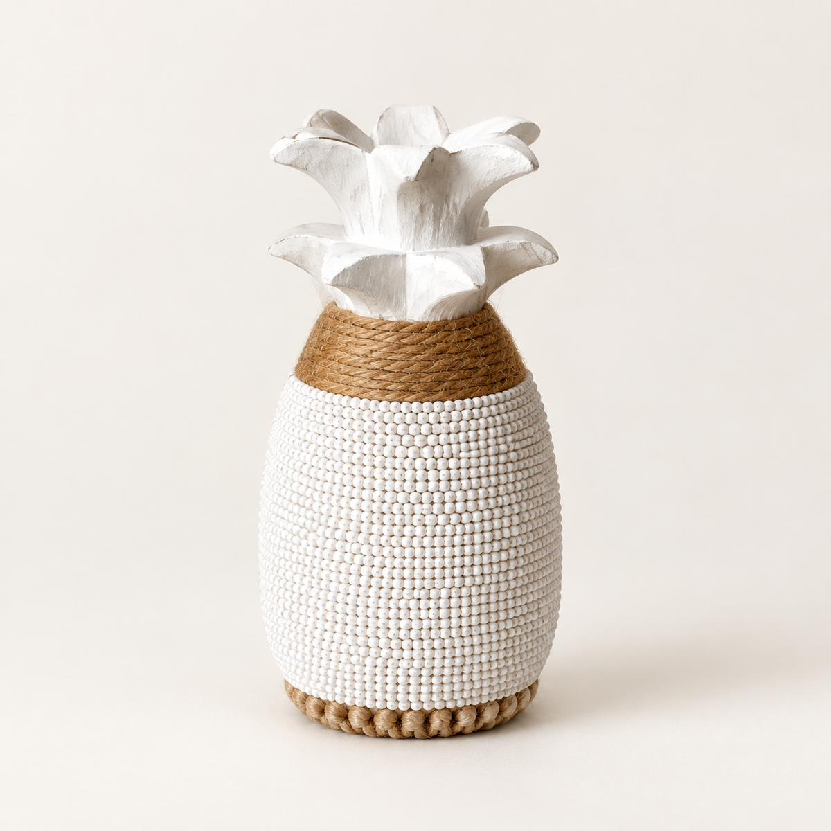 White beaded pineapple sculpture, Medium – clean catalog view