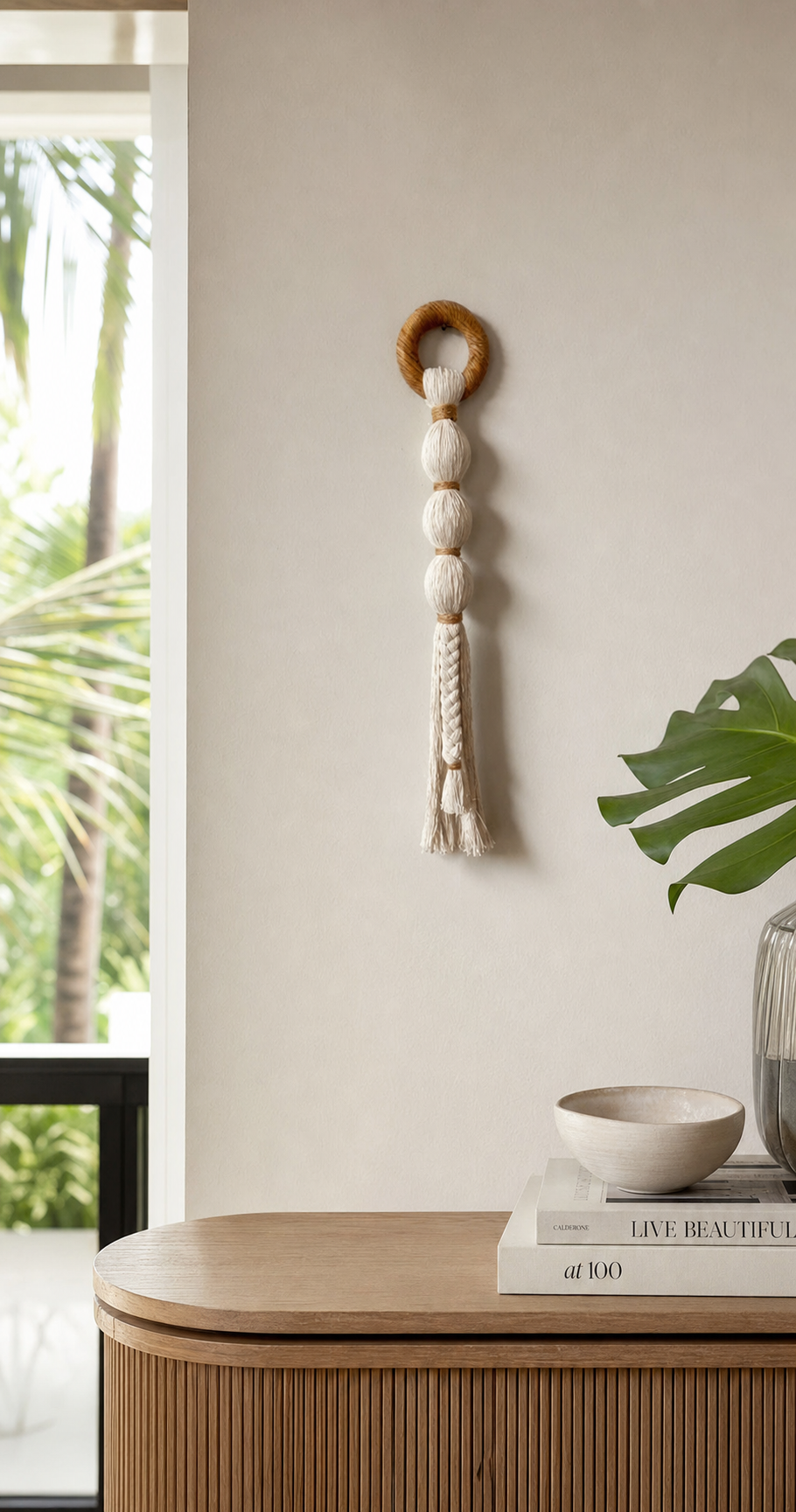 Knotted Cotton Wall Hanging styled in an interior