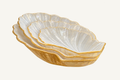Pearl White Scallop shell bowl trio - angled view