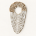 White Shell Fringe decorative necklace — White Shell Fringe decorative shell necklace — White Shell Fringe Necklace on warm cream background