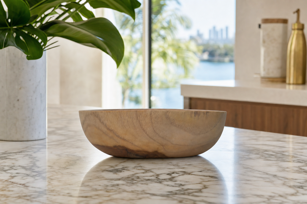 Willow Curve Salad Bowl styled in an interior