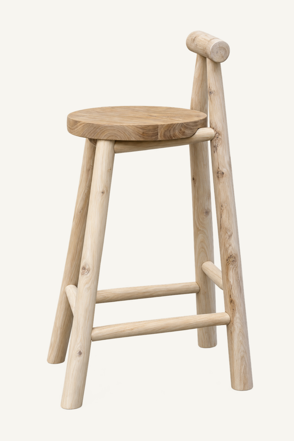 Wilma bar chair in white-bleached teak, side catalog view