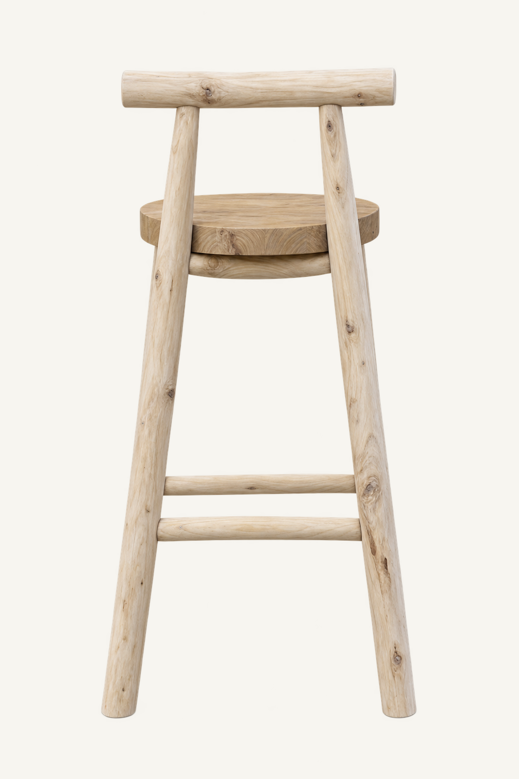 Wilma bar chair in white-bleached teak, rear catalog view
