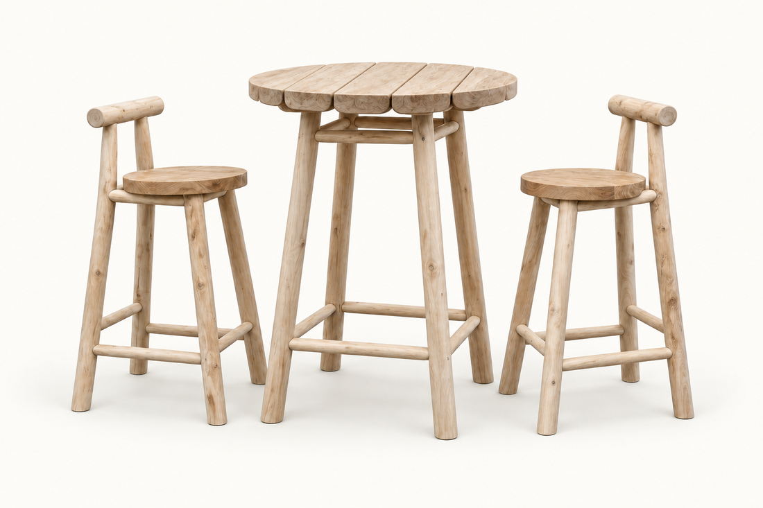 Wilma Outdoor Bar Set with one round bar table and two matching chairs